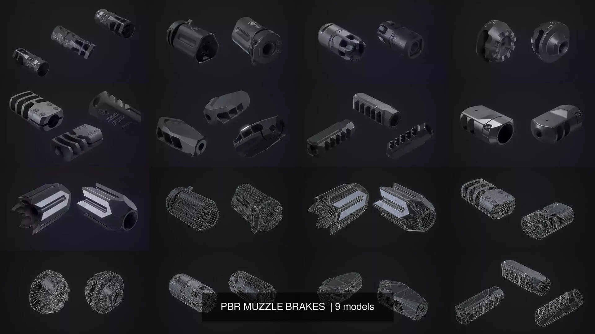 PBR MUZZLE BRAKES 3D Model Pack