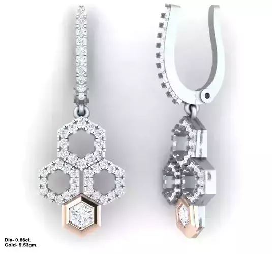 Round diamond earrings for 3D printing