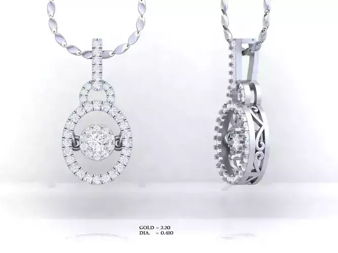 Round diamond pendant for 3D printing