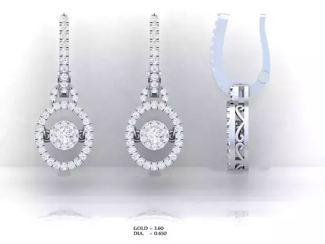 Round diamond earrings for 3D printing