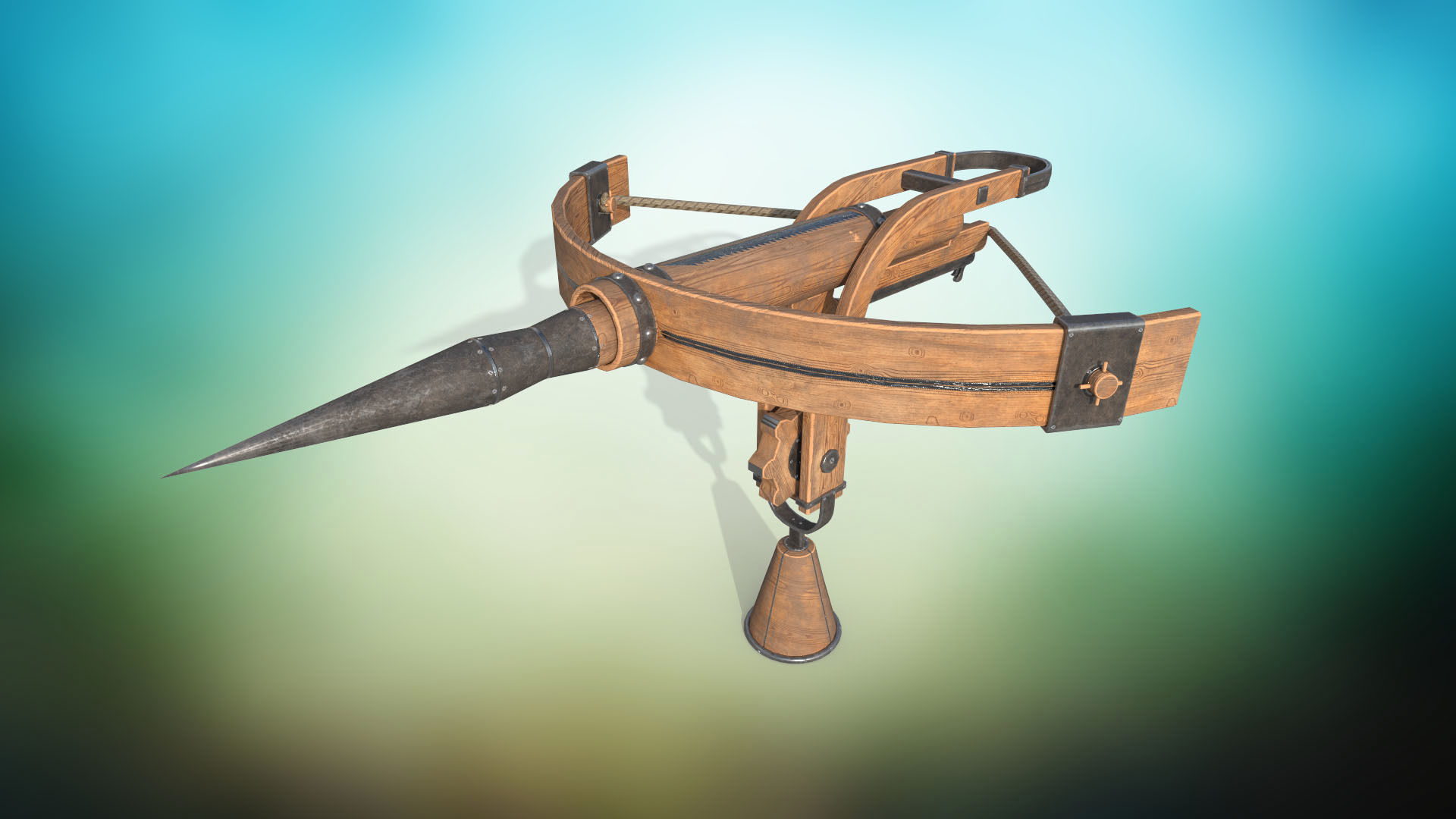 Medieval harpoon weapon PBR low-poly game ready Low-poly 3D model_1