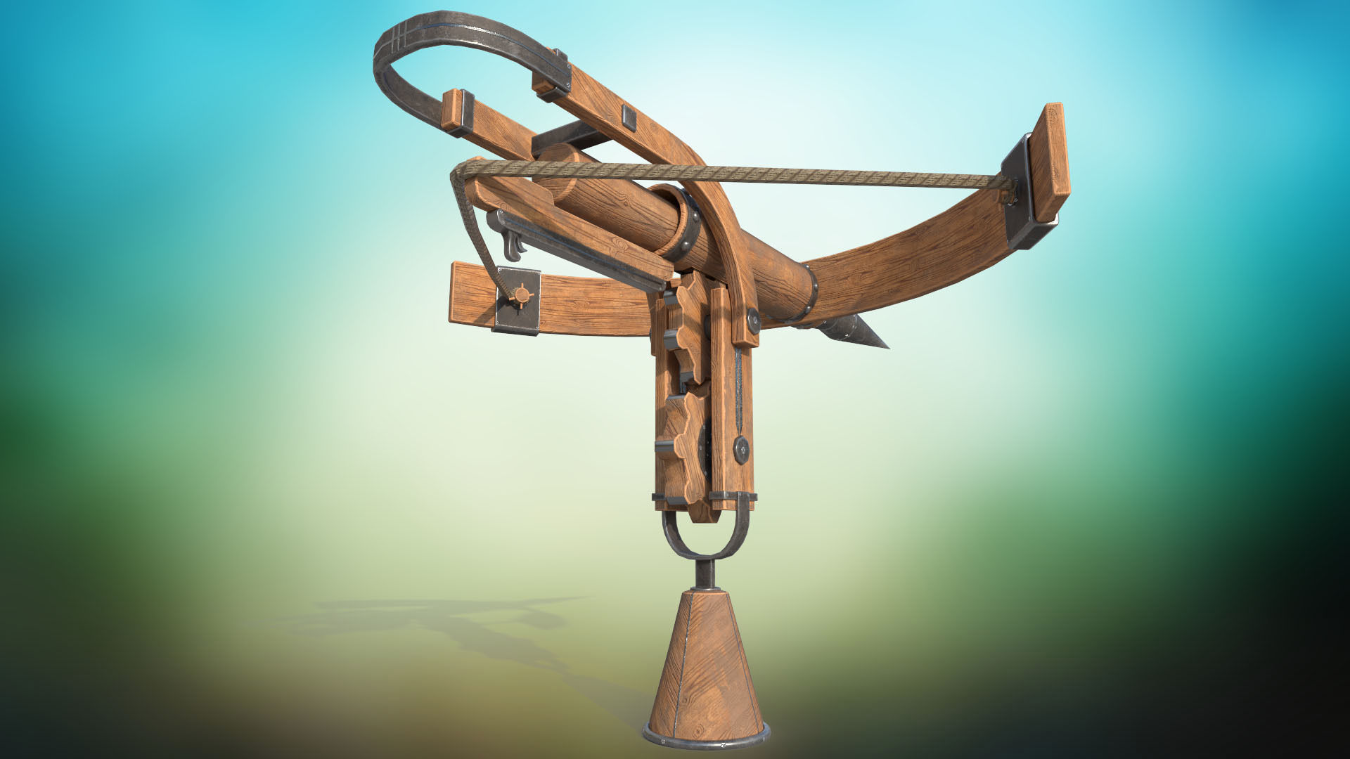 Medieval harpoon weapon PBR low-poly game ready Low-poly 3D model_4