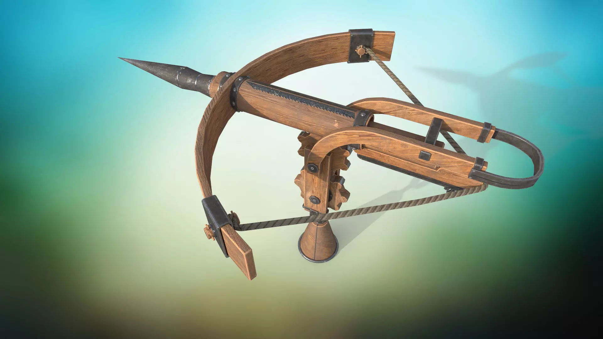 Medieval harpoon weapon PBR low-poly game ready Low-poly 3D model_0