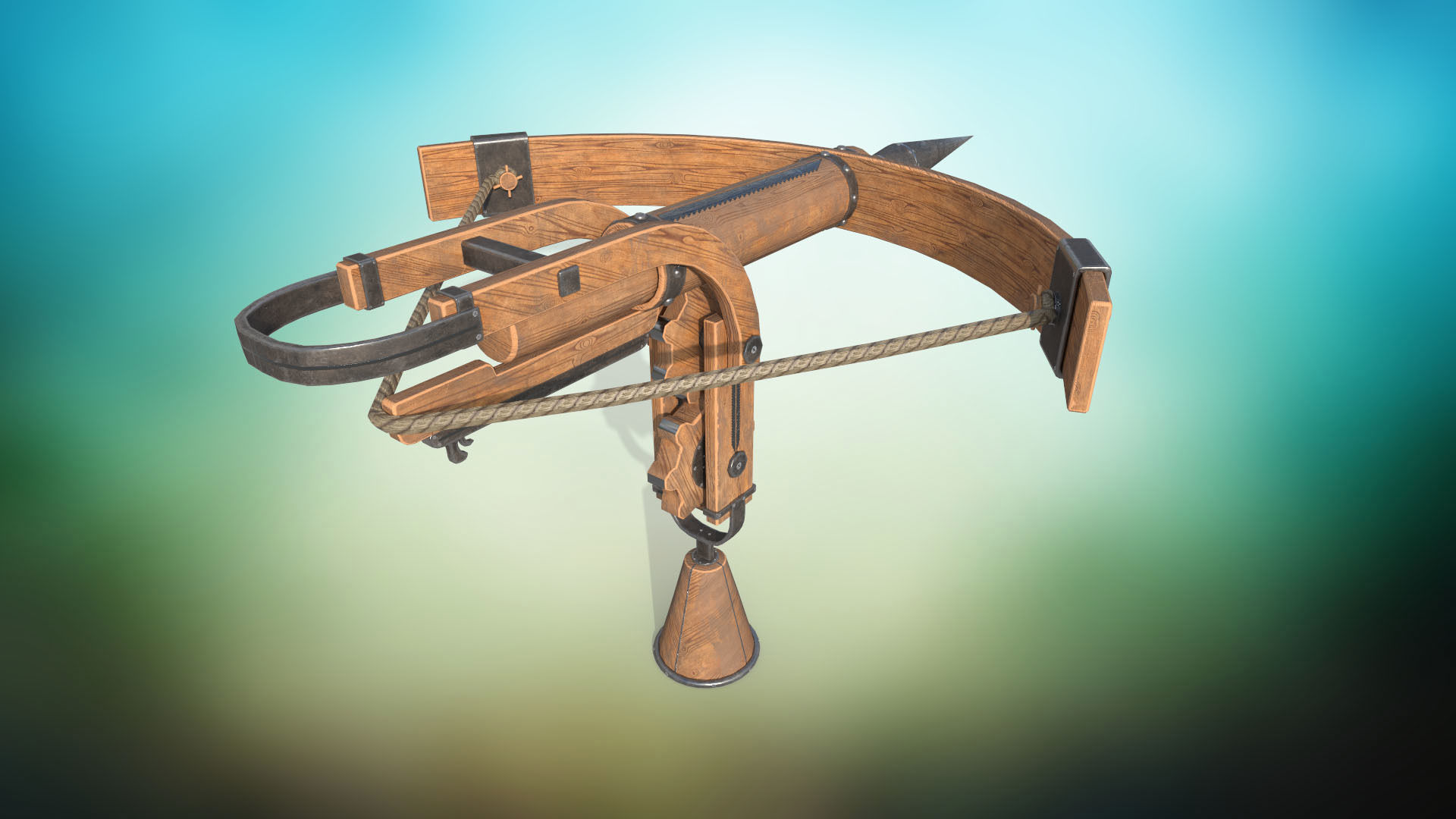 Medieval harpoon weapon PBR low-poly game ready Low-poly 3D model_3