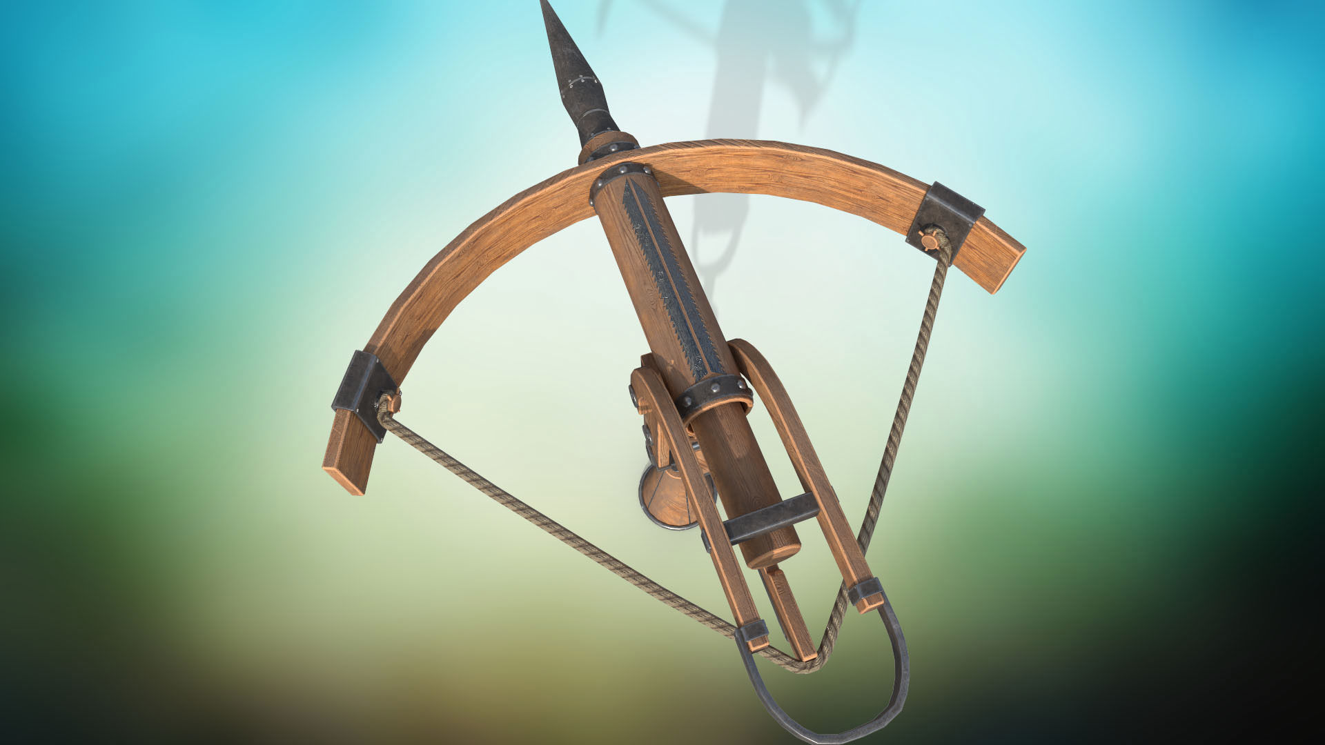 Medieval harpoon weapon PBR low-poly game ready Low-poly 3D model_2
