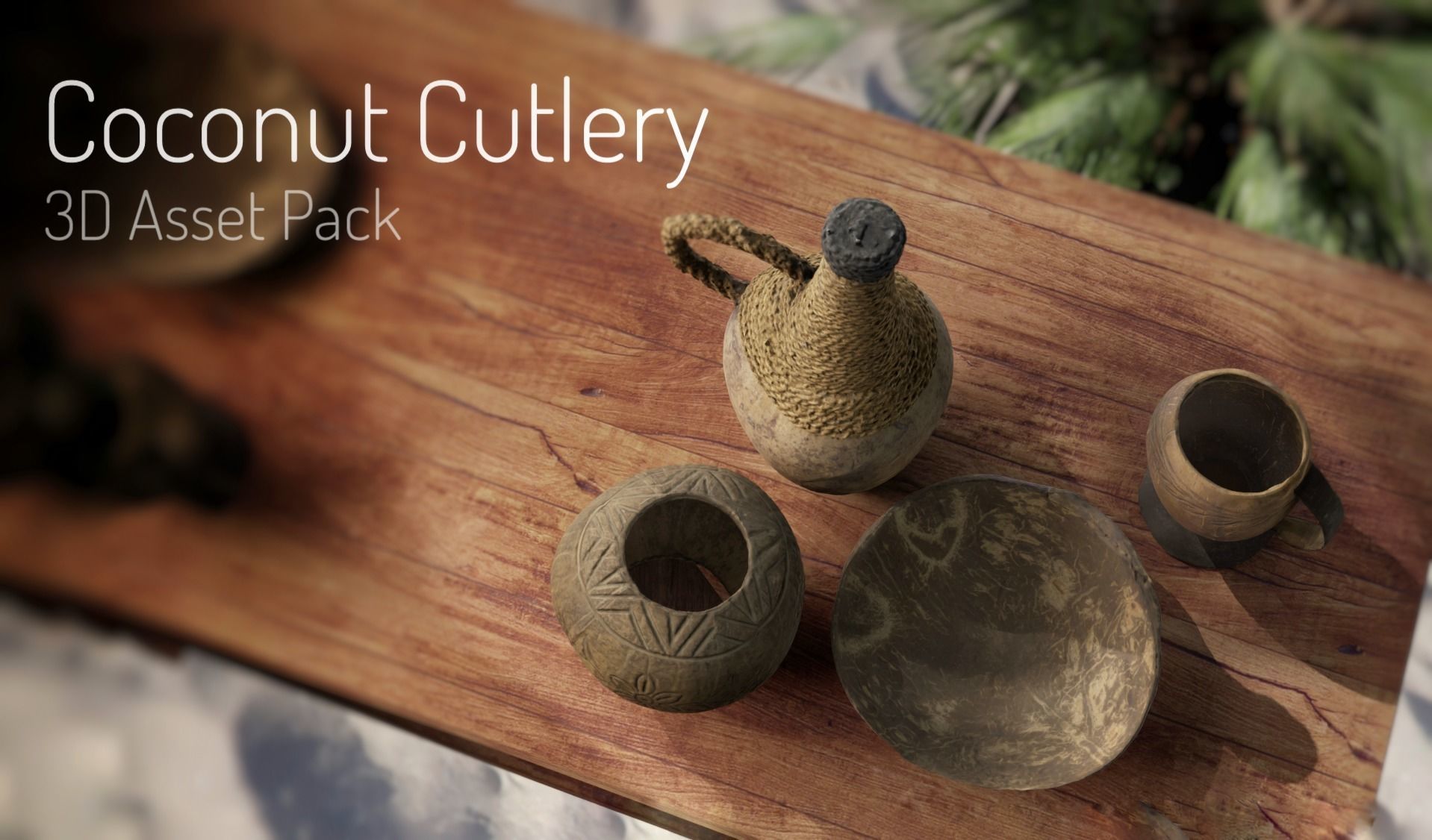 Coconut Cutlery Collection 3D Asset Pack 4 Models _2