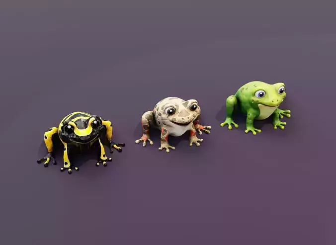Cartoon Frog Animated 3D Models
