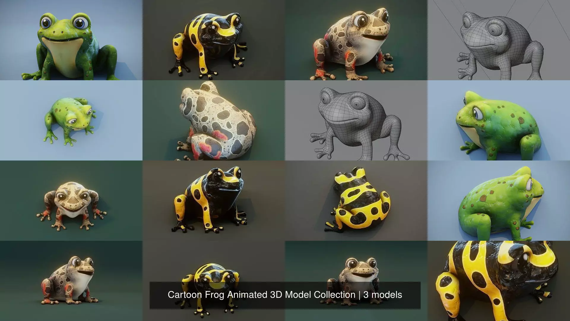 Cartoon Frog Animated 3D Model Collection _4
