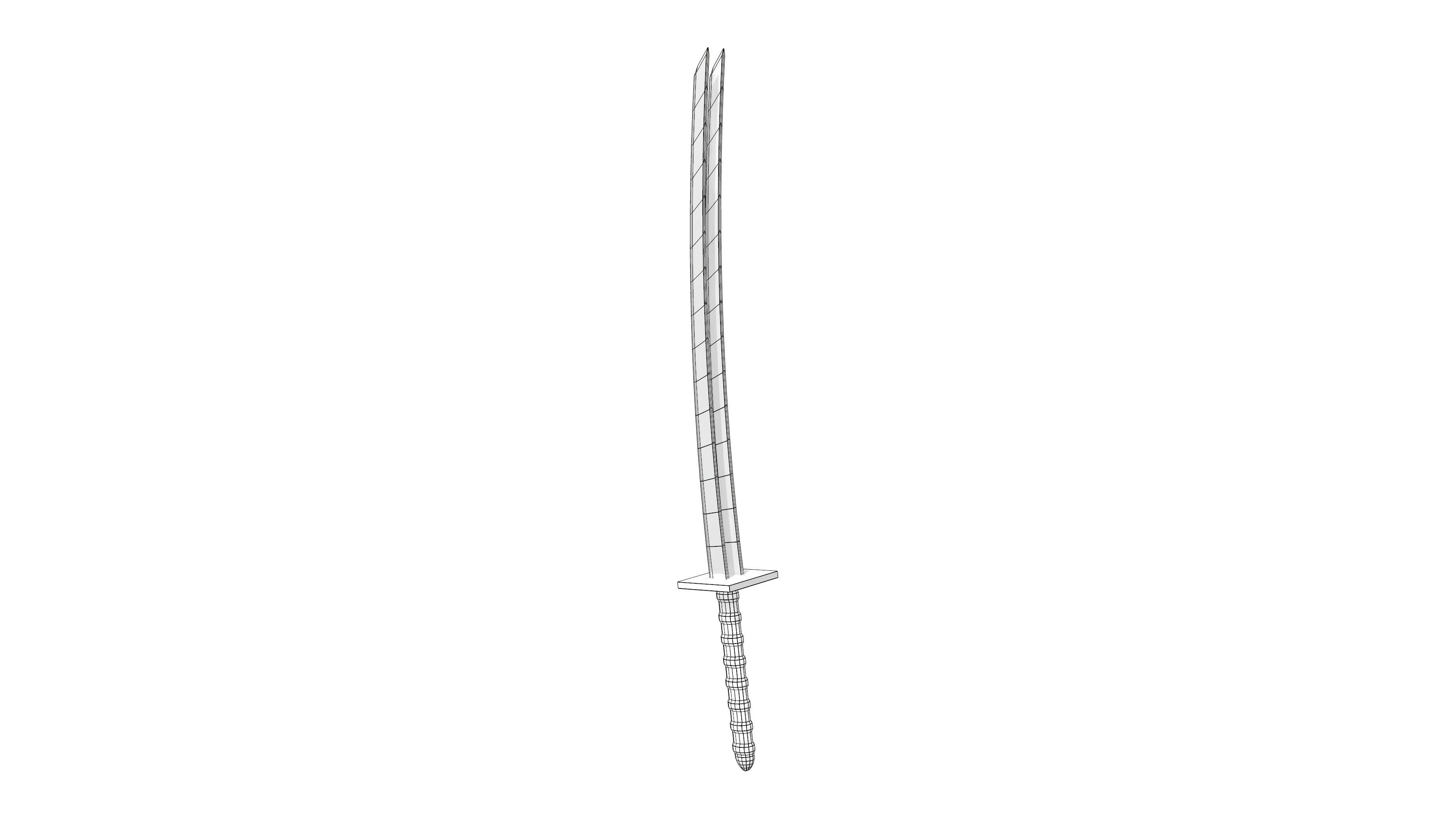 Double Blade Combat Sword Low-poly 3D model_6