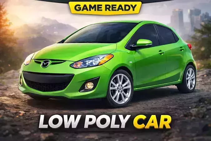Low Poly Hatchback Car  Game Ready PBR Vehicle