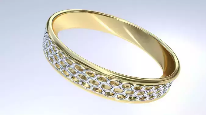 Gold ring with platinum chain element