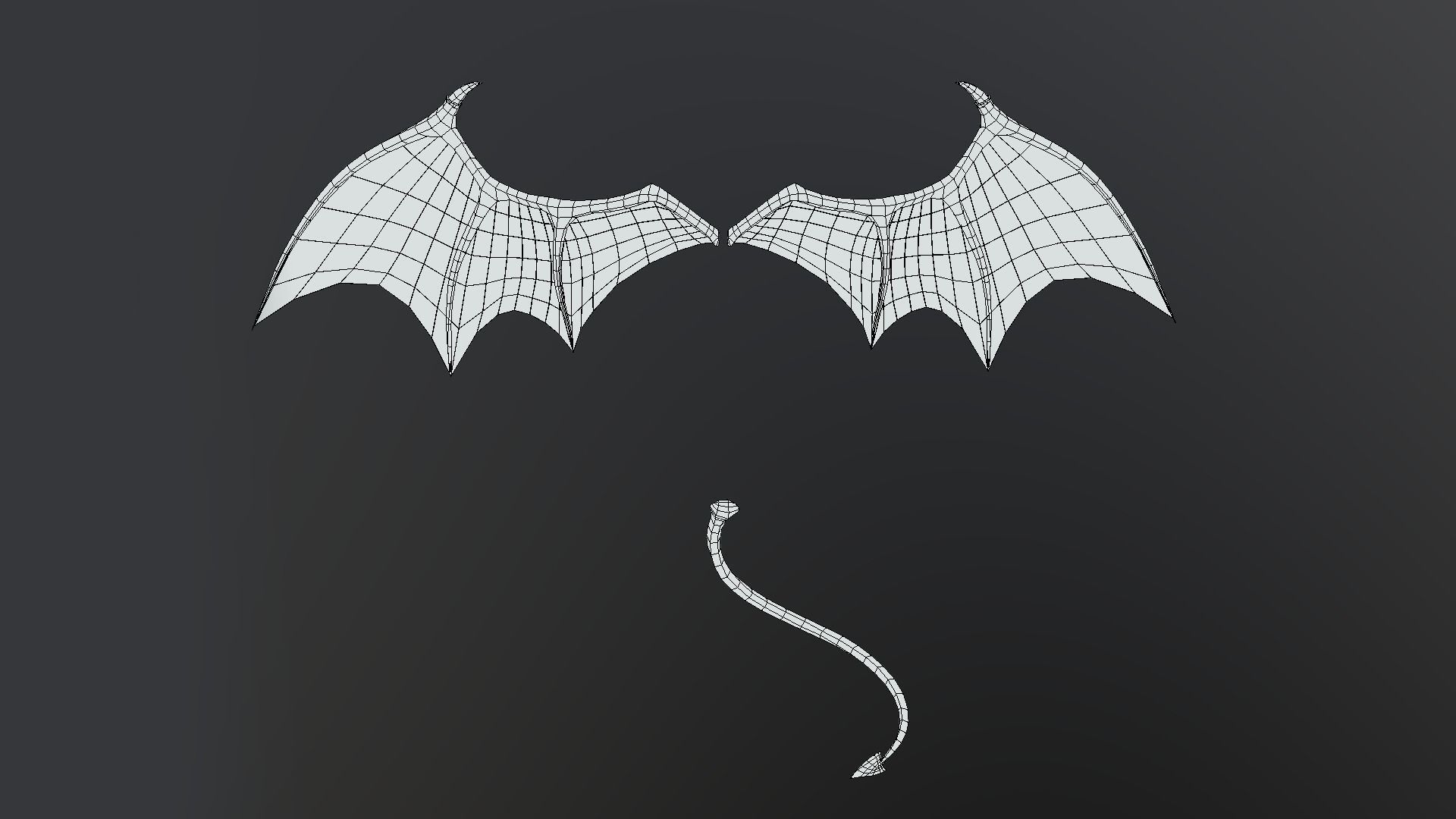 Demon Wings and Tail Low-Poly Low-poly 3D model_12