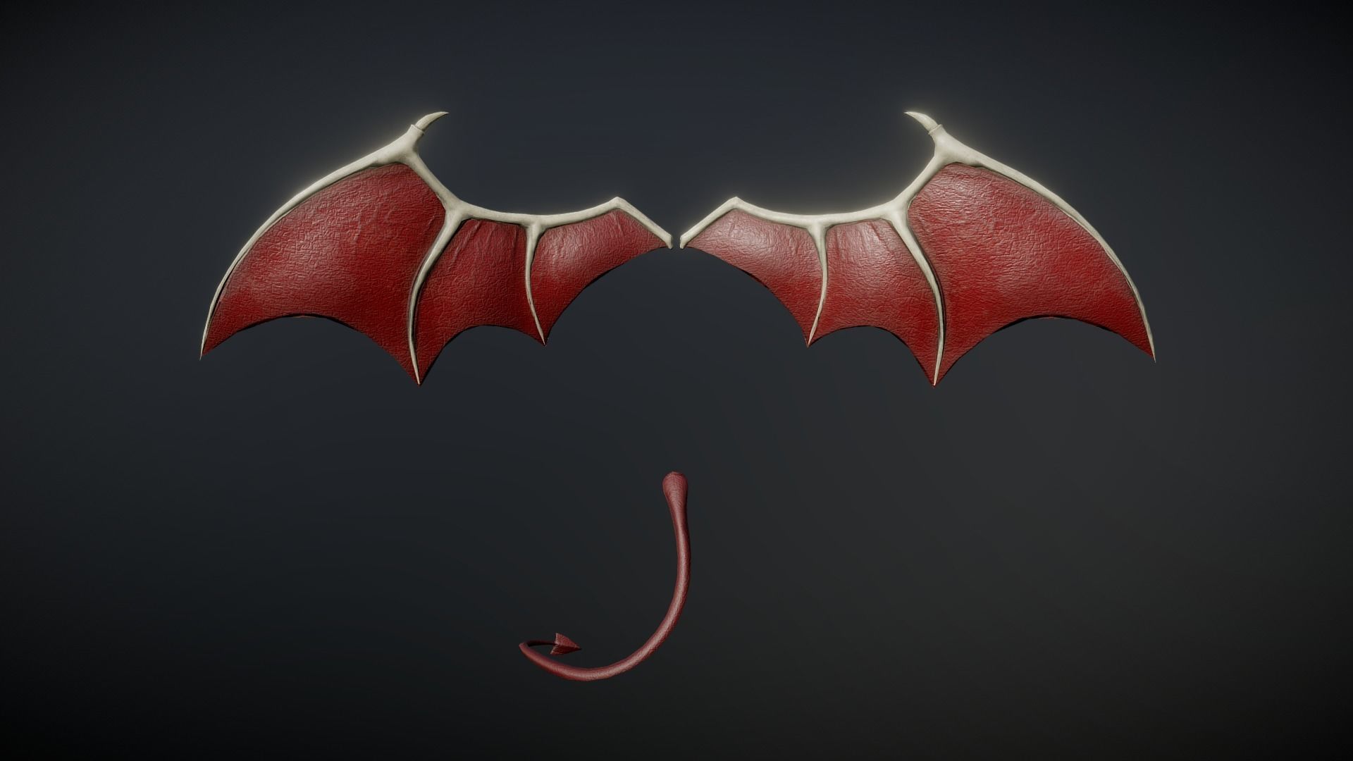 Demon Wings and Tail Low-Poly Low-poly 3D model_7