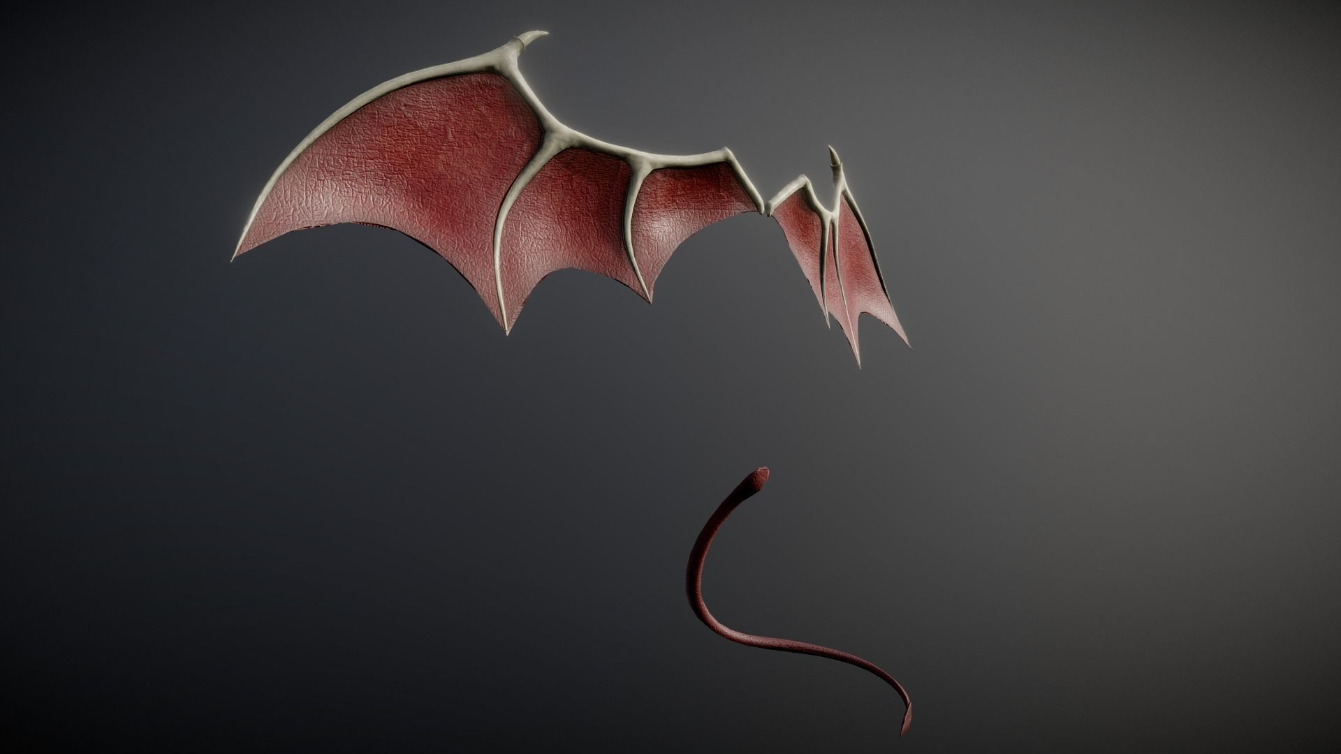 Demon Wings and Tail Low-Poly Low-poly 3D model_10
