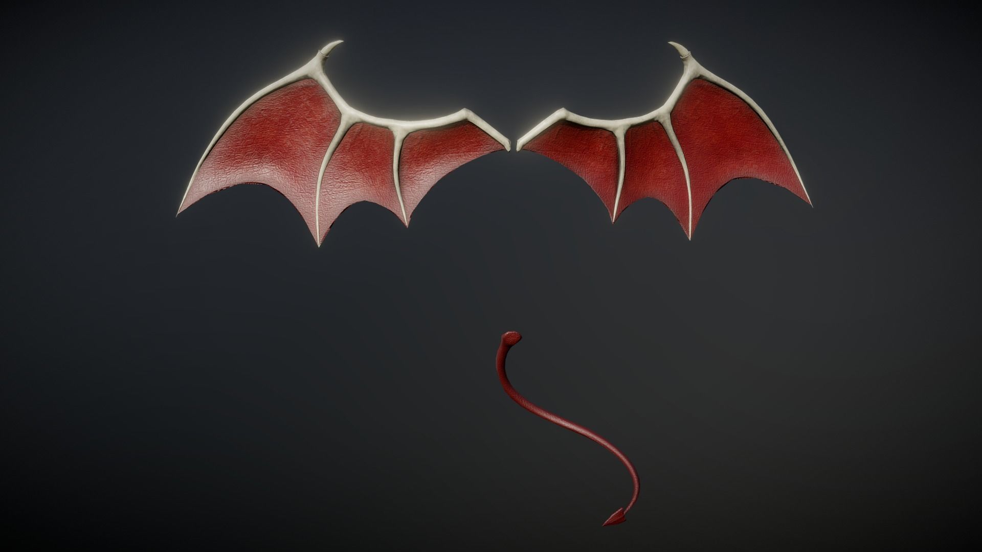 Demon Wings and Tail Low-Poly Low-poly 3D model_1