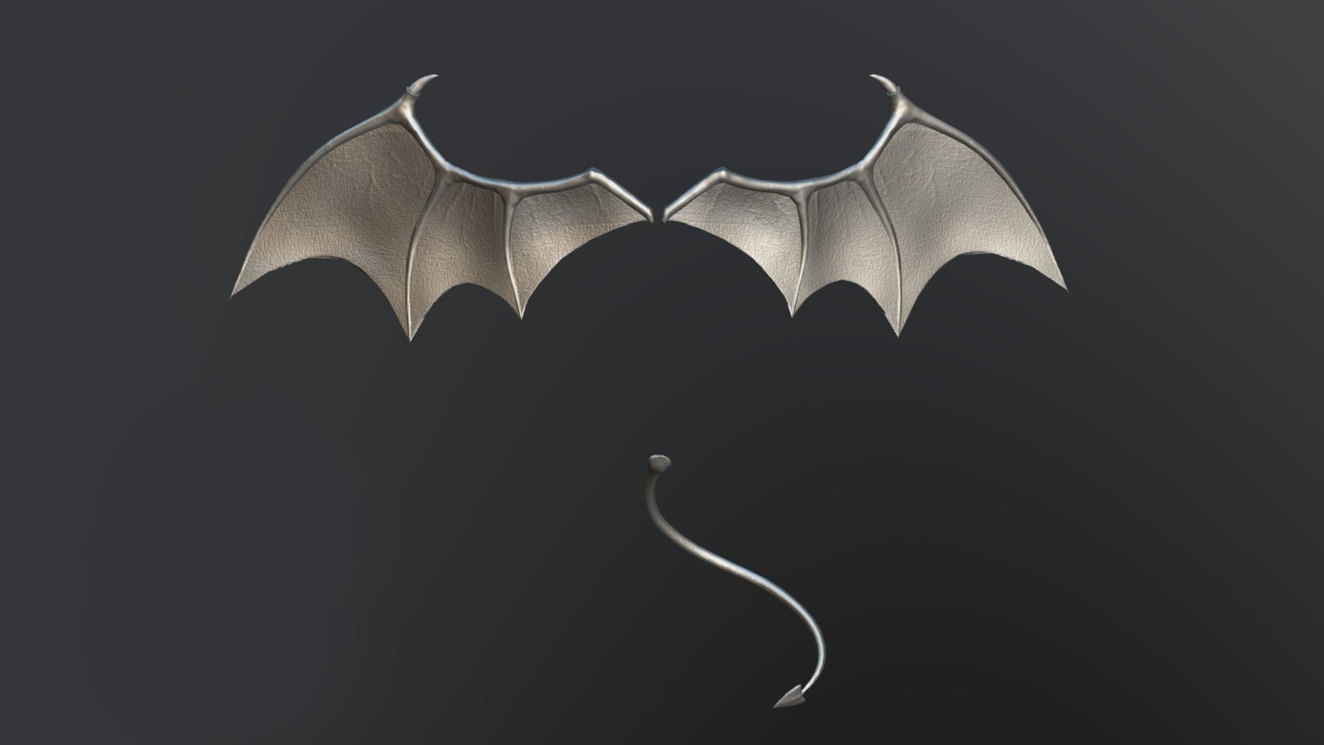 Demon Wings and Tail Low-Poly Low-poly 3D model_11