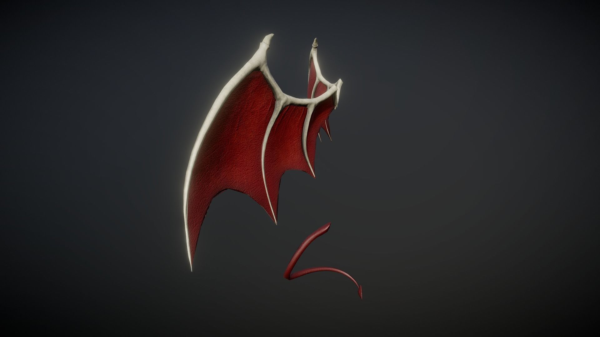 Demon Wings and Tail Low-Poly Low-poly 3D model_5