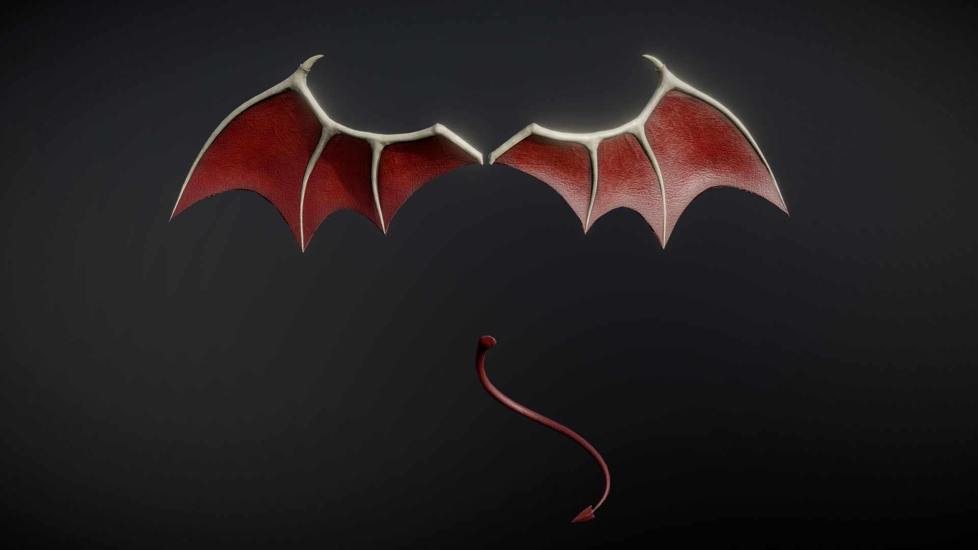 Demon Wings and Tail Low-Poly Low-poly 3D model_13