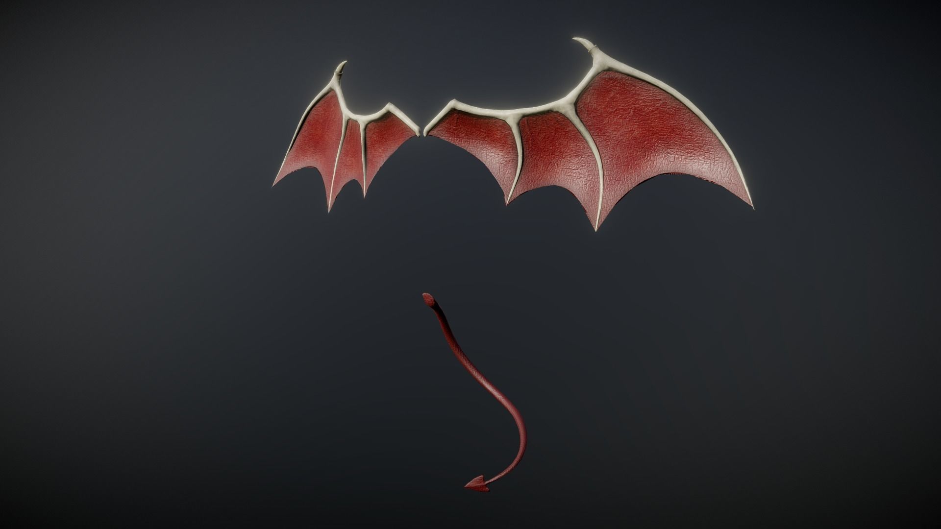 Demon Wings and Tail Low-Poly Low-poly 3D model_8