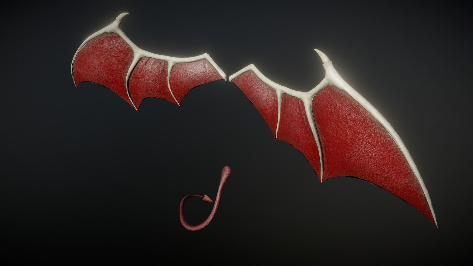 Demon Wings and Tail Low-Poly Low-poly 3D model_3