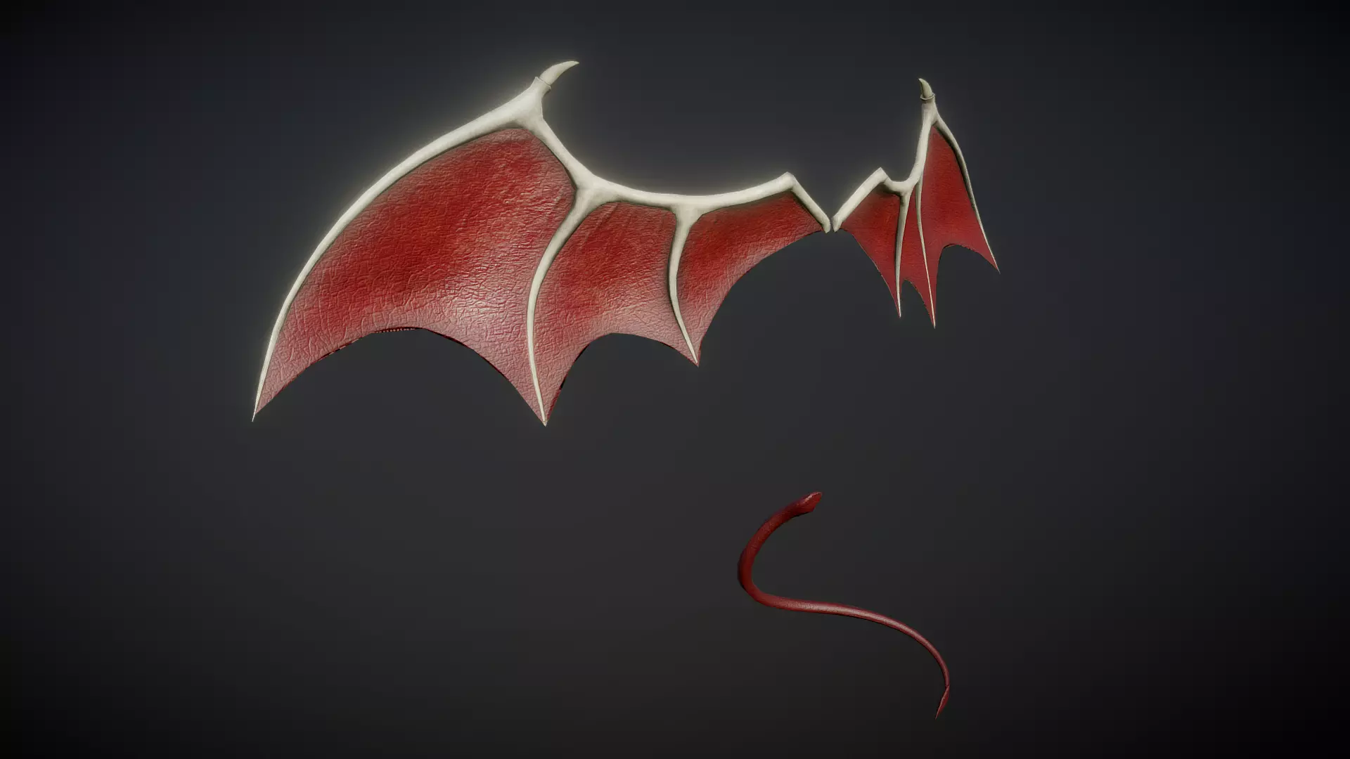 Demon Wings and Tail Low-Poly Low-poly 3D model_0