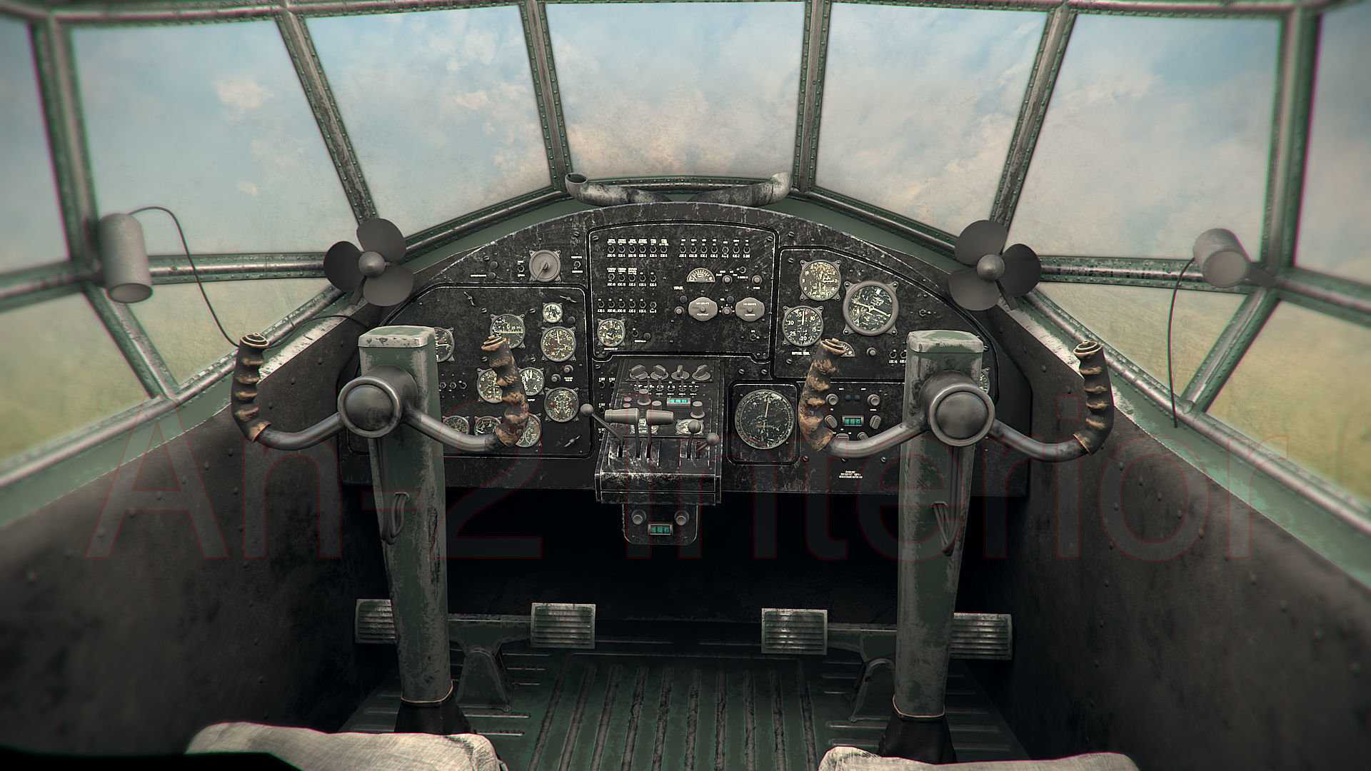 Aircraft An-2 Interior PBR Low-poly 3D model