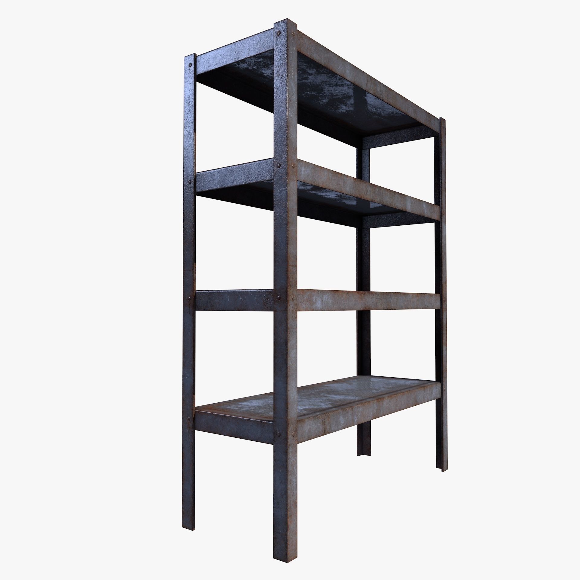Industrial Rusty Shelf Low Poly Rack Low-poly 3D model_2