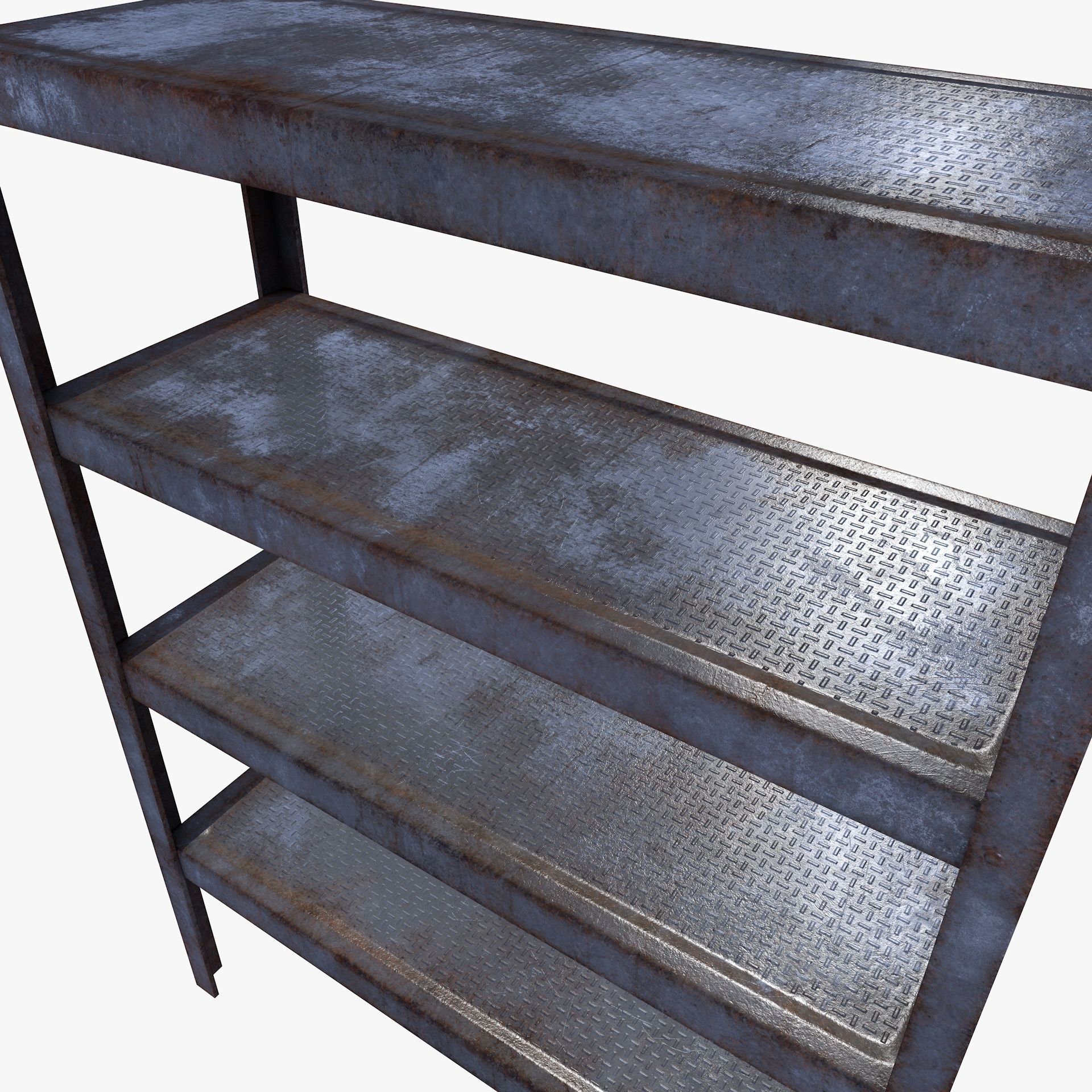 Industrial Rusty Shelf Low Poly Rack Low-poly 3D model_5