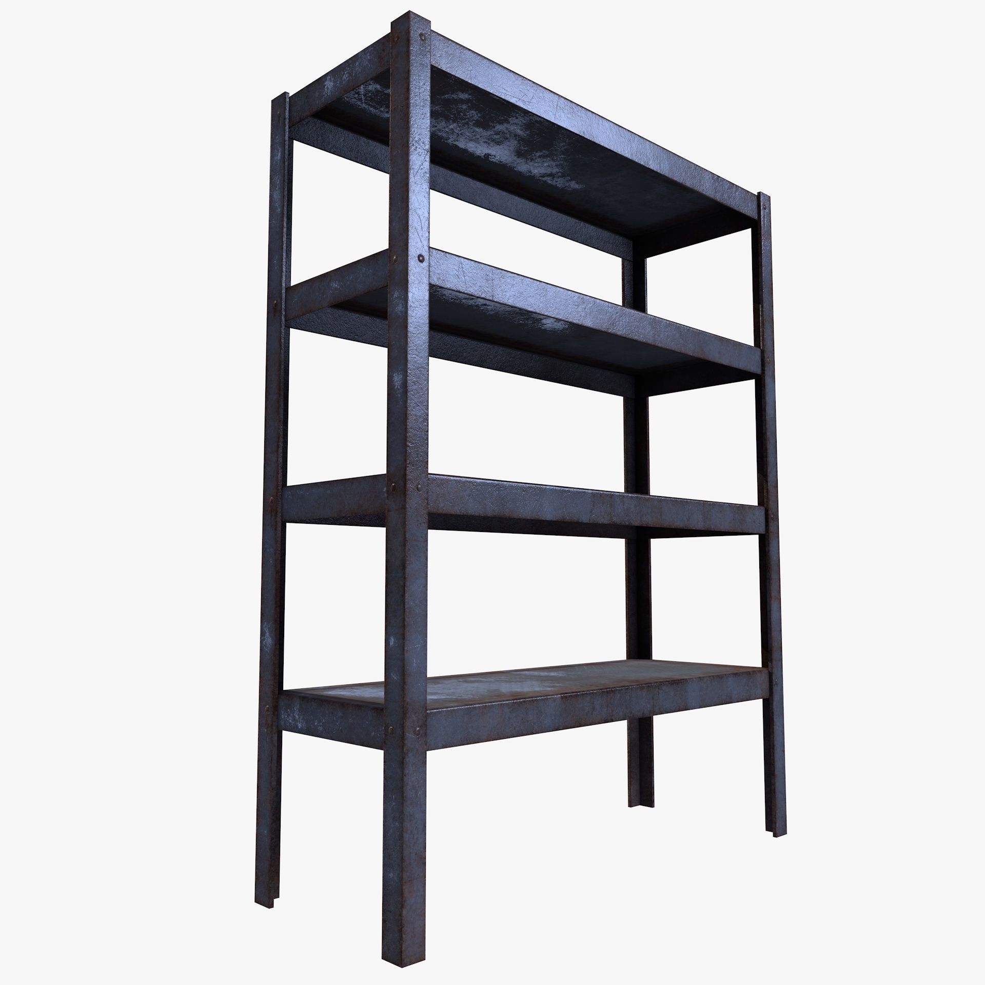 Industrial Rusty Shelf Low Poly Rack Low-poly 3D model_3