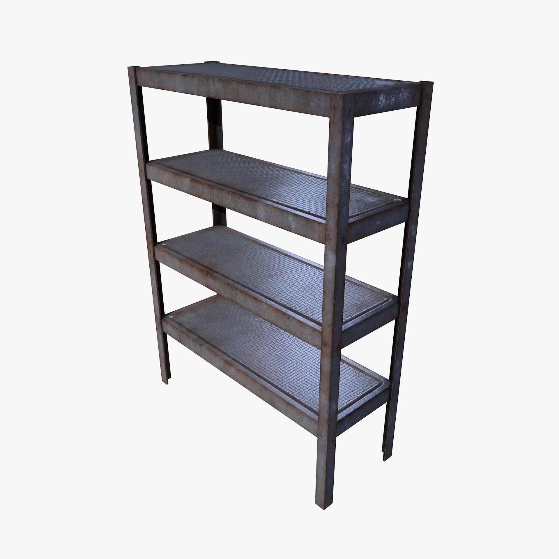 Industrial Rusty Shelf Low Poly Rack Low-poly 3D model_0