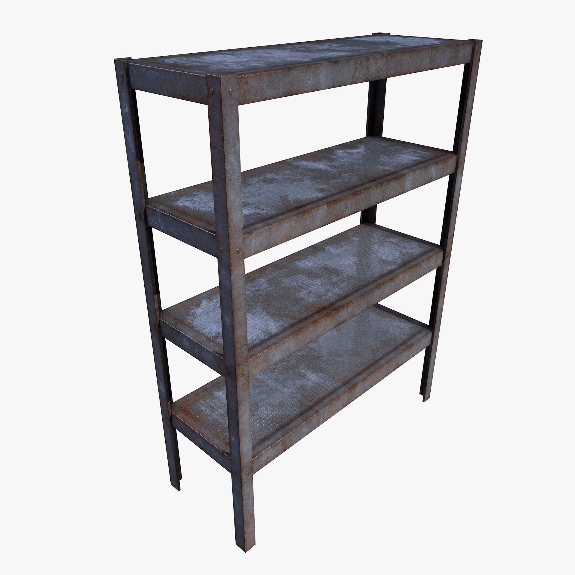 Industrial Rusty Shelf Low Poly Rack Low-poly 3D model_9