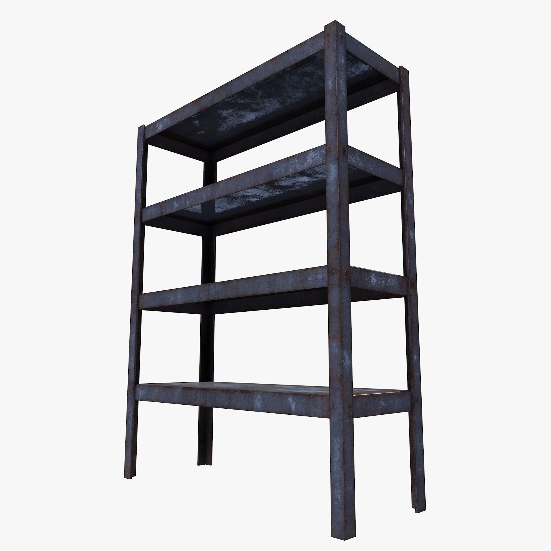 Industrial Rusty Shelf Low Poly Rack Low-poly 3D model_7