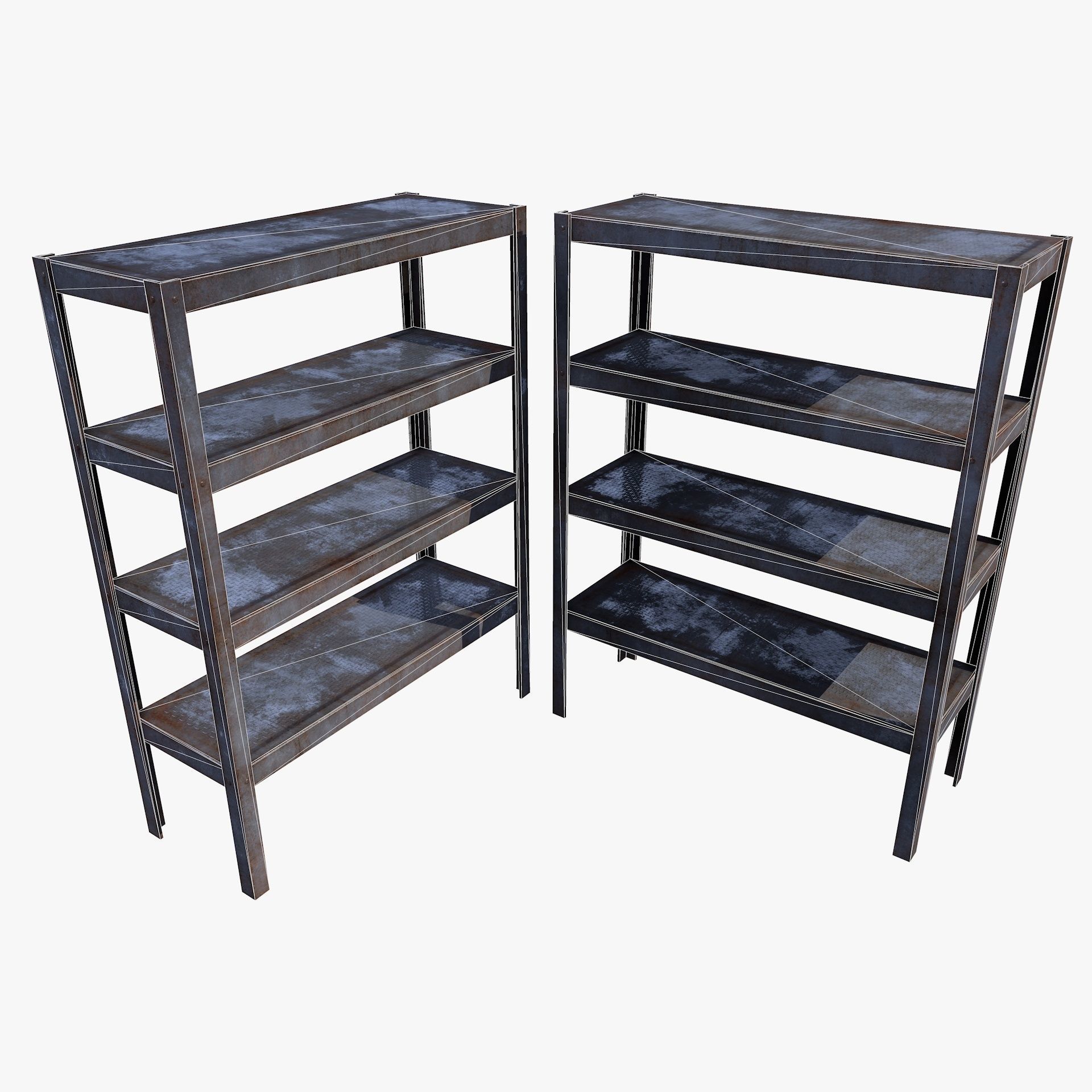 Industrial Rusty Shelf Low Poly Rack Low-poly 3D model_12