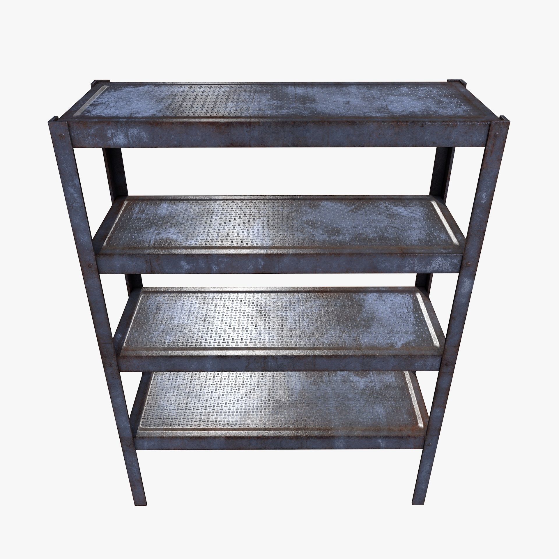 Industrial Rusty Shelf Low Poly Rack Low-poly 3D model_11