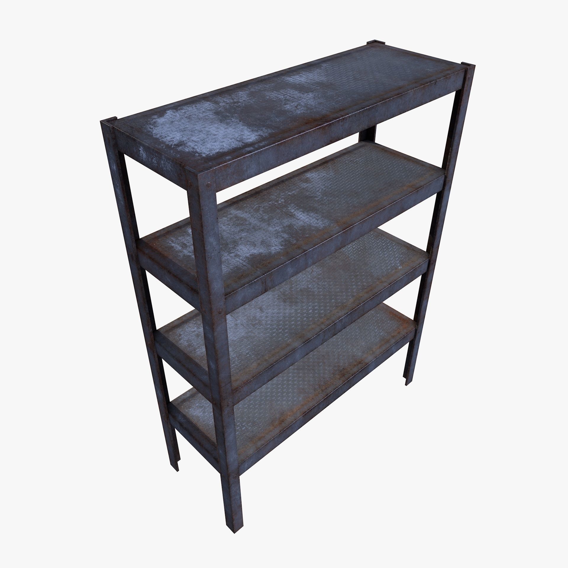 Industrial Rusty Shelf Low Poly Rack Low-poly 3D model_4