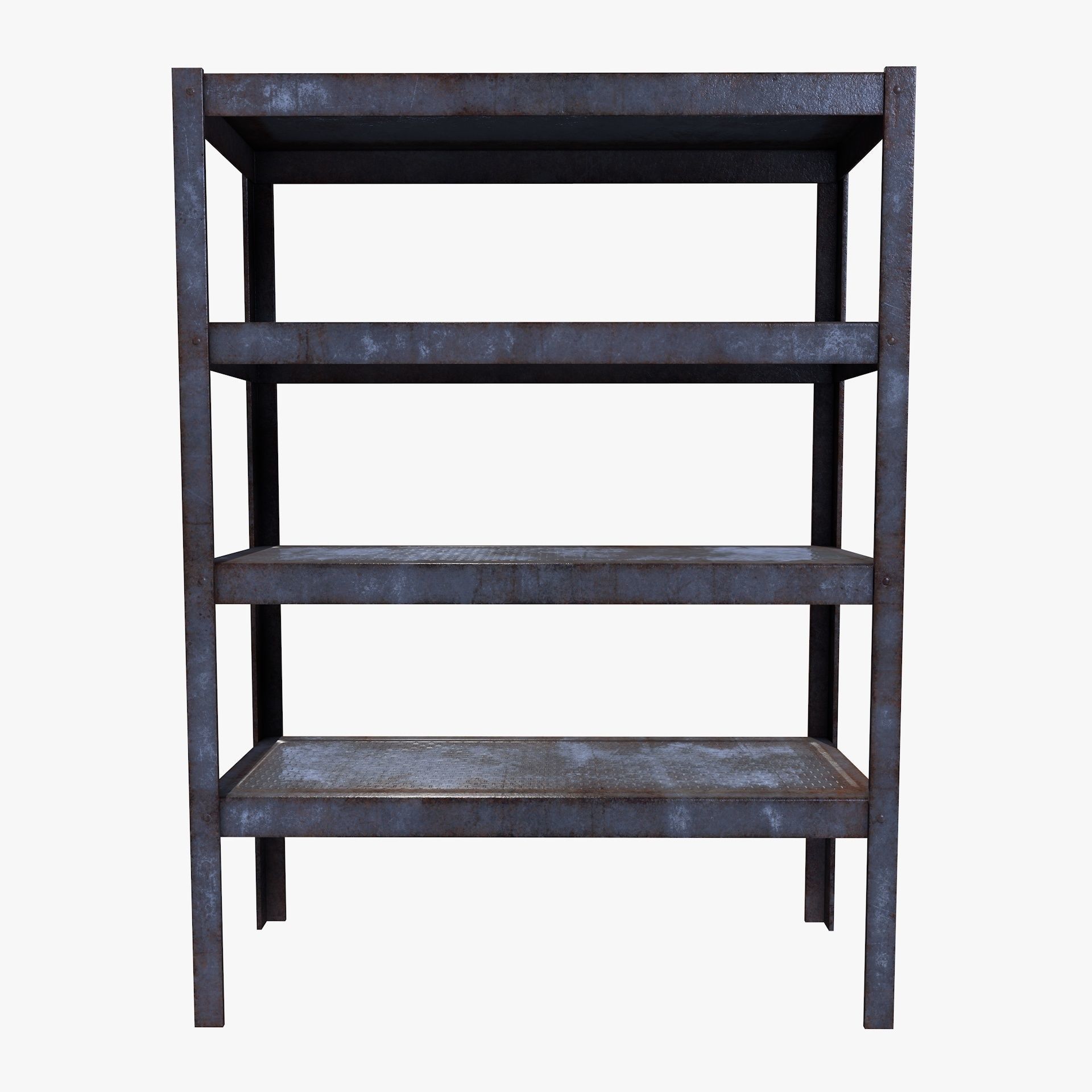Industrial Rusty Shelf Low Poly Rack Low-poly 3D model_8