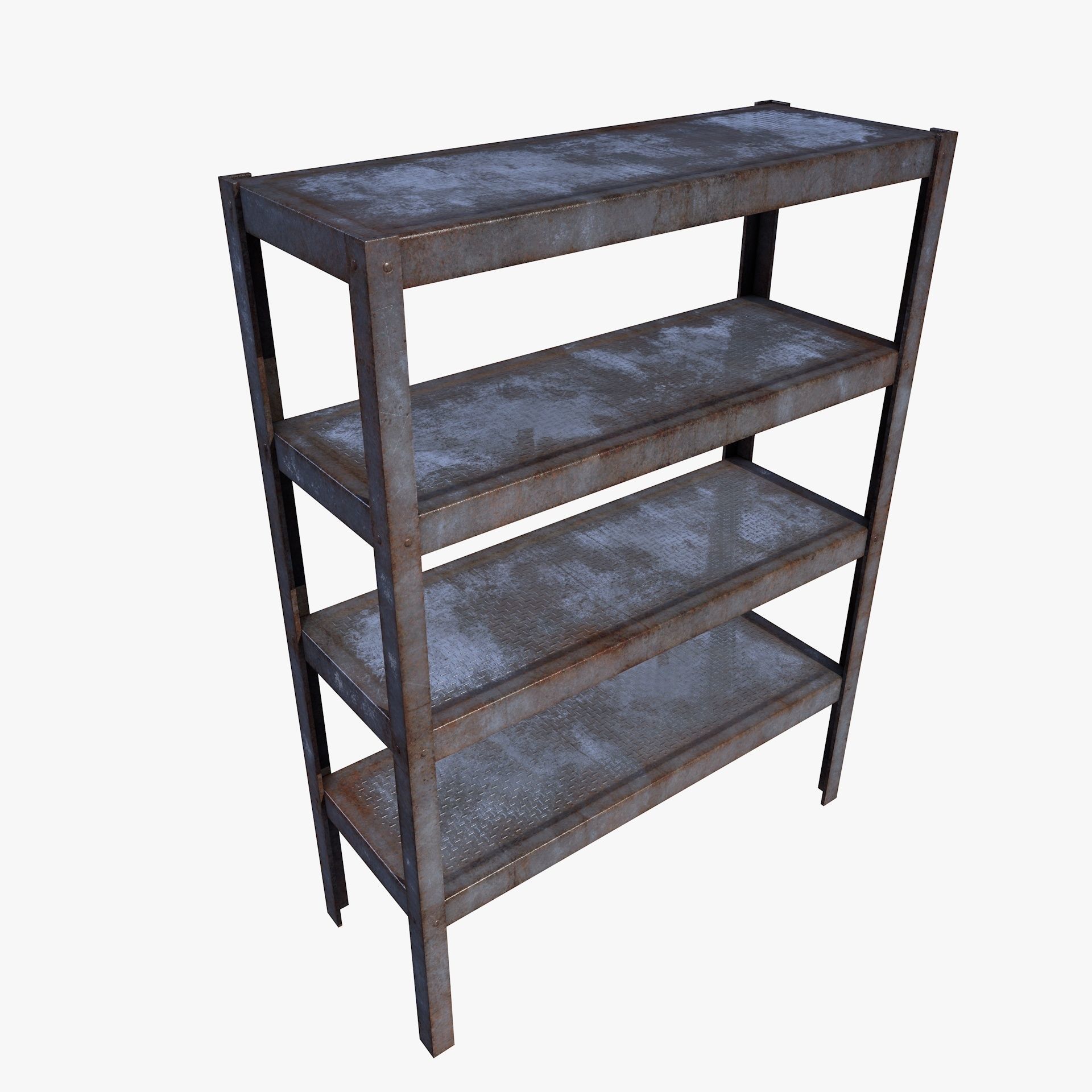 Industrial Rusty Shelf Low Poly Rack Low-poly 3D model_6