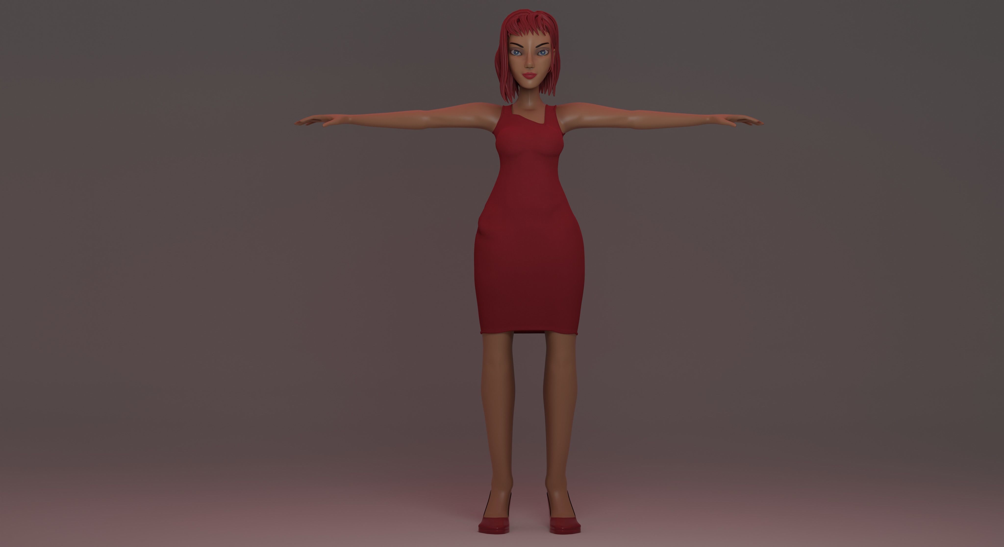 Emily woman in dress Free 3D model_3
