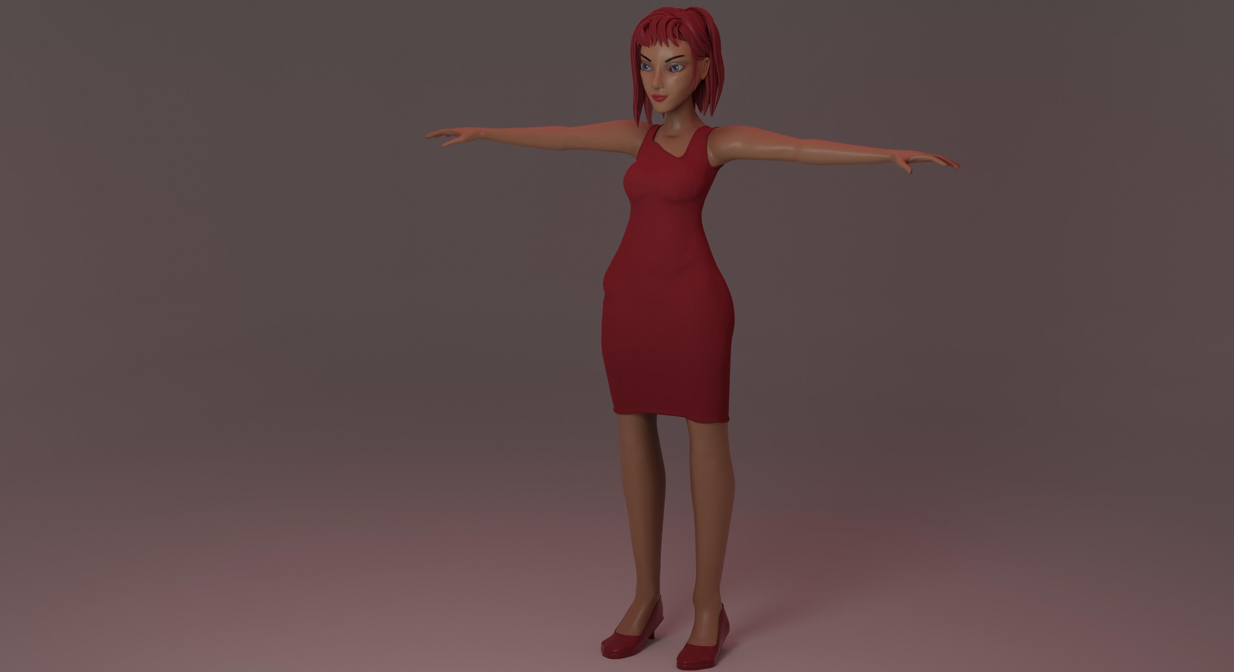 Emily woman in dress Free 3D model_4