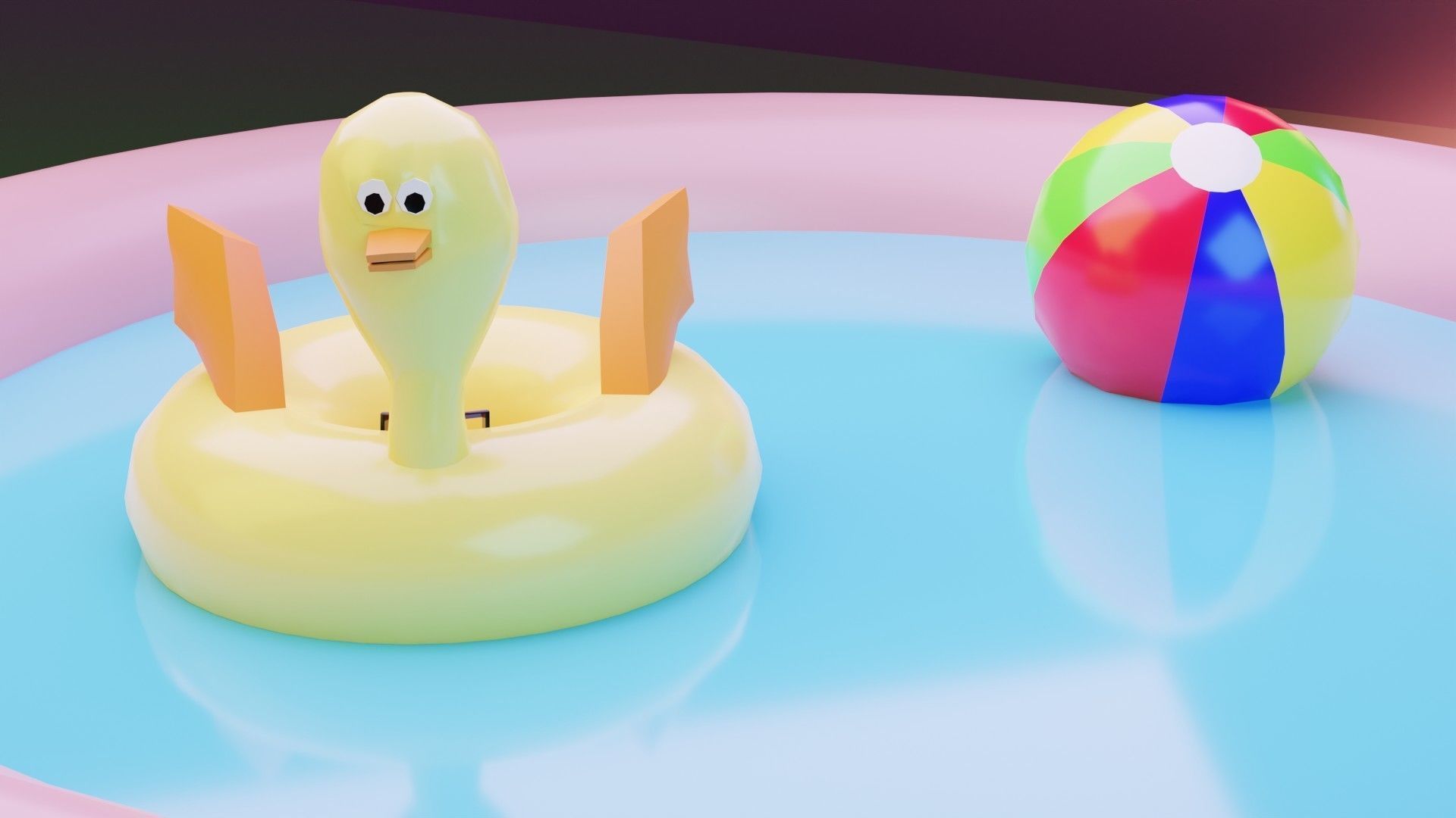 Inflatable Swimming Pool Low-poly 3D model_5