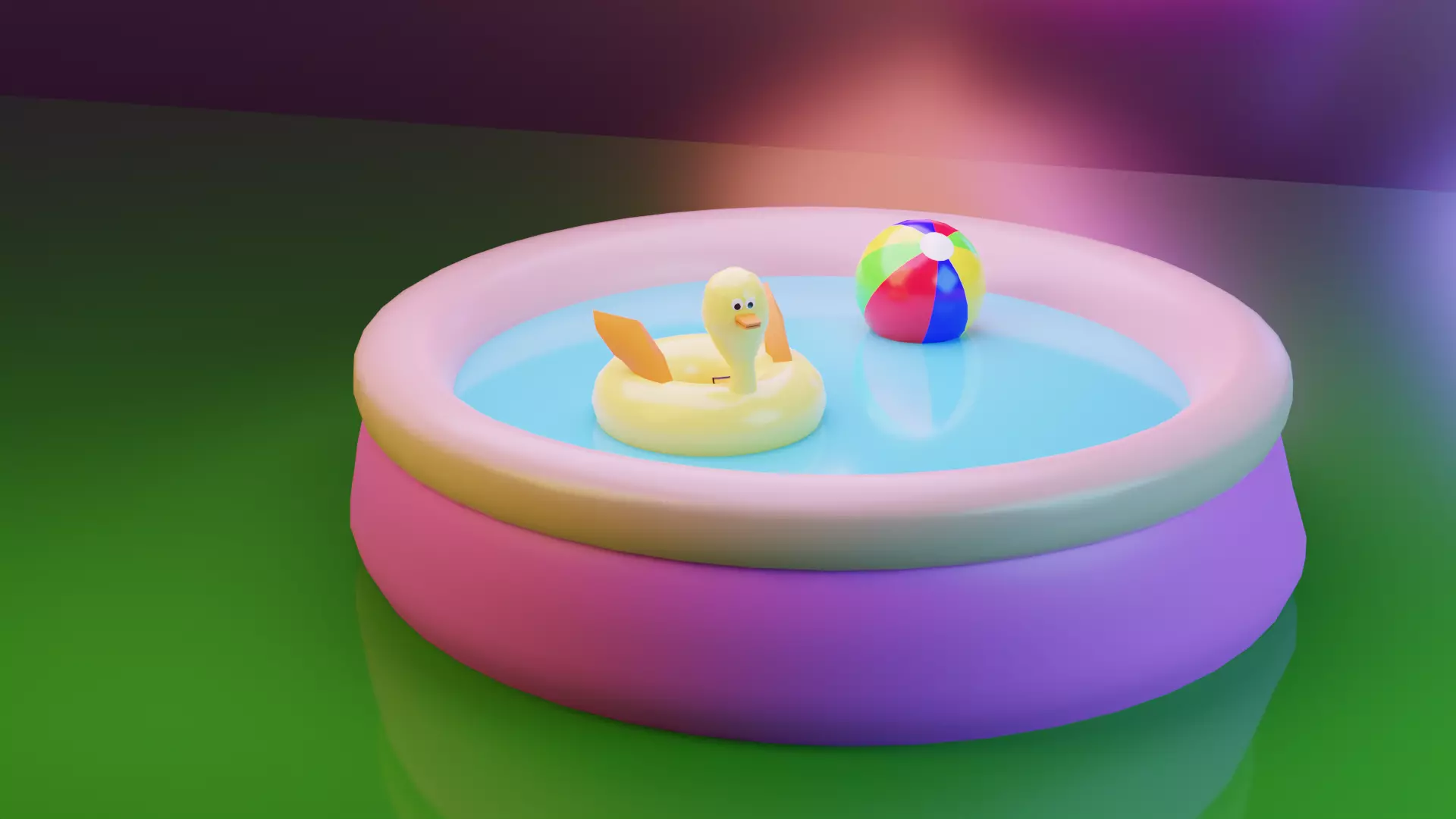 Inflatable Swimming Pool Low-poly 3D model_0