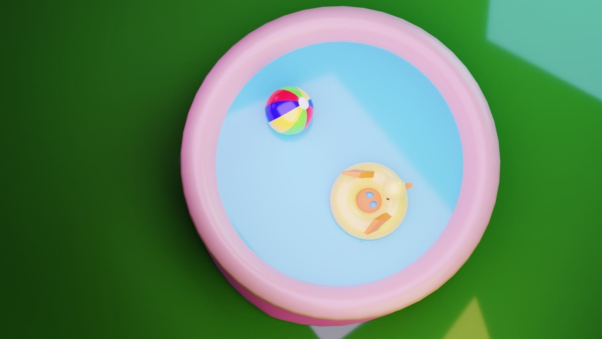 Inflatable Swimming Pool Low-poly 3D model_3