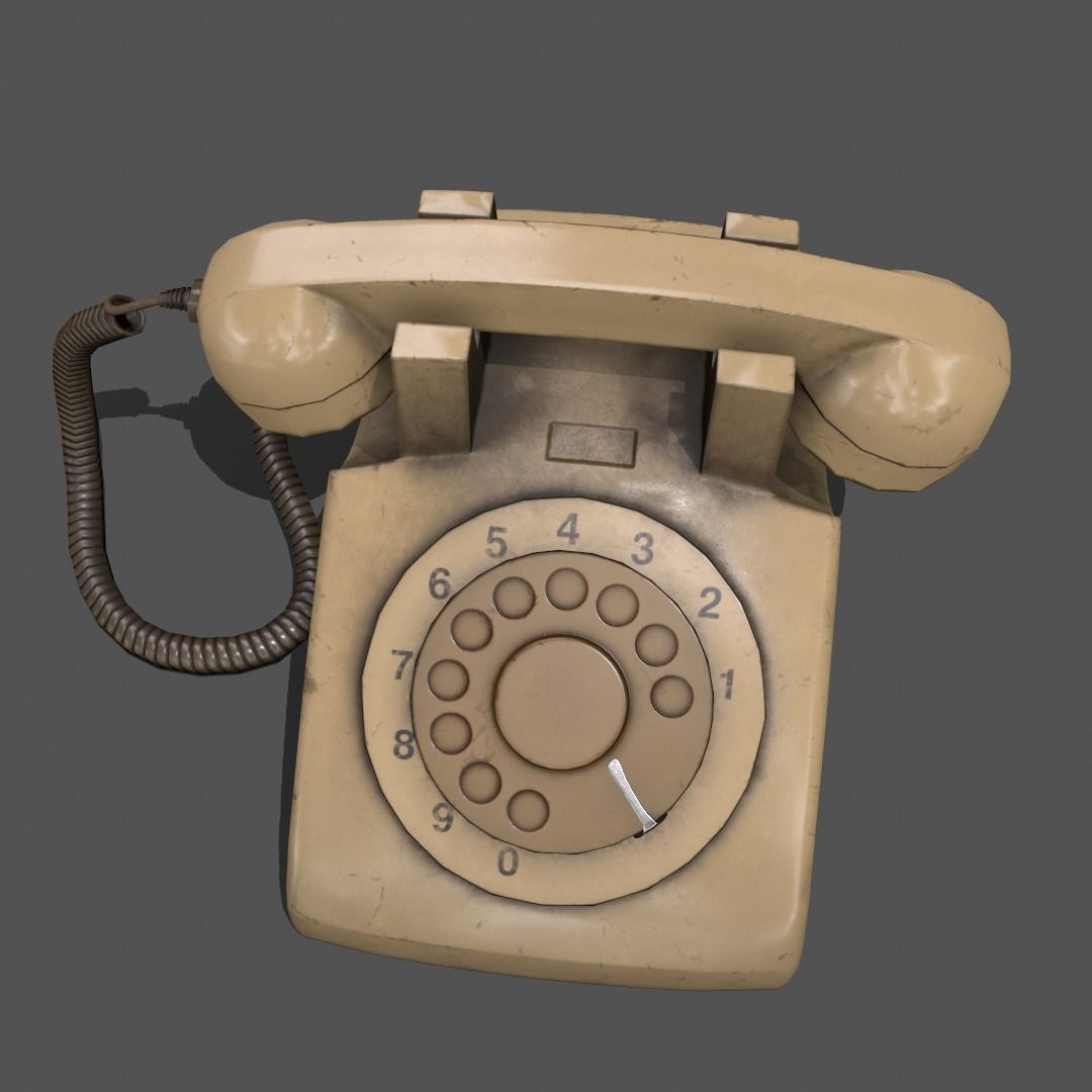 Lowpoly Pbr Vintage Phone Low-poly 3D model_6