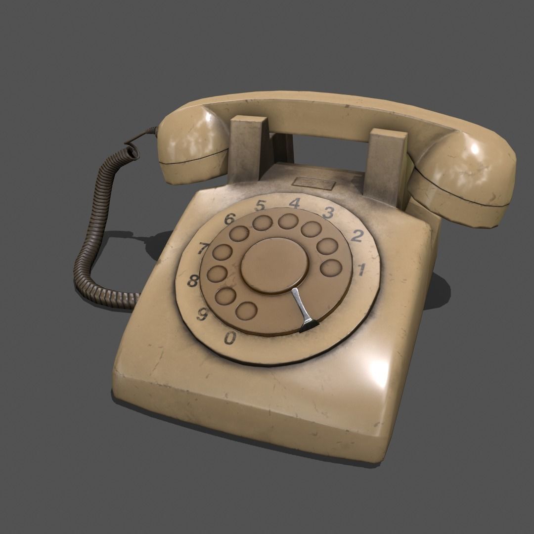 Lowpoly Pbr Vintage Phone Low-poly 3D model_3