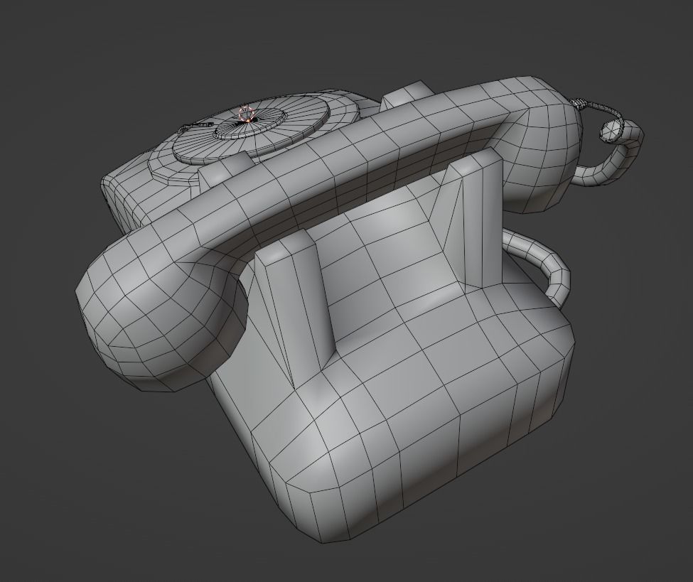 Lowpoly Pbr Vintage Phone Low-poly 3D model_9