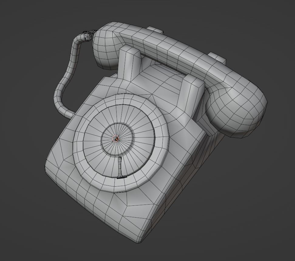 Lowpoly Pbr Vintage Phone Low-poly 3D model_8