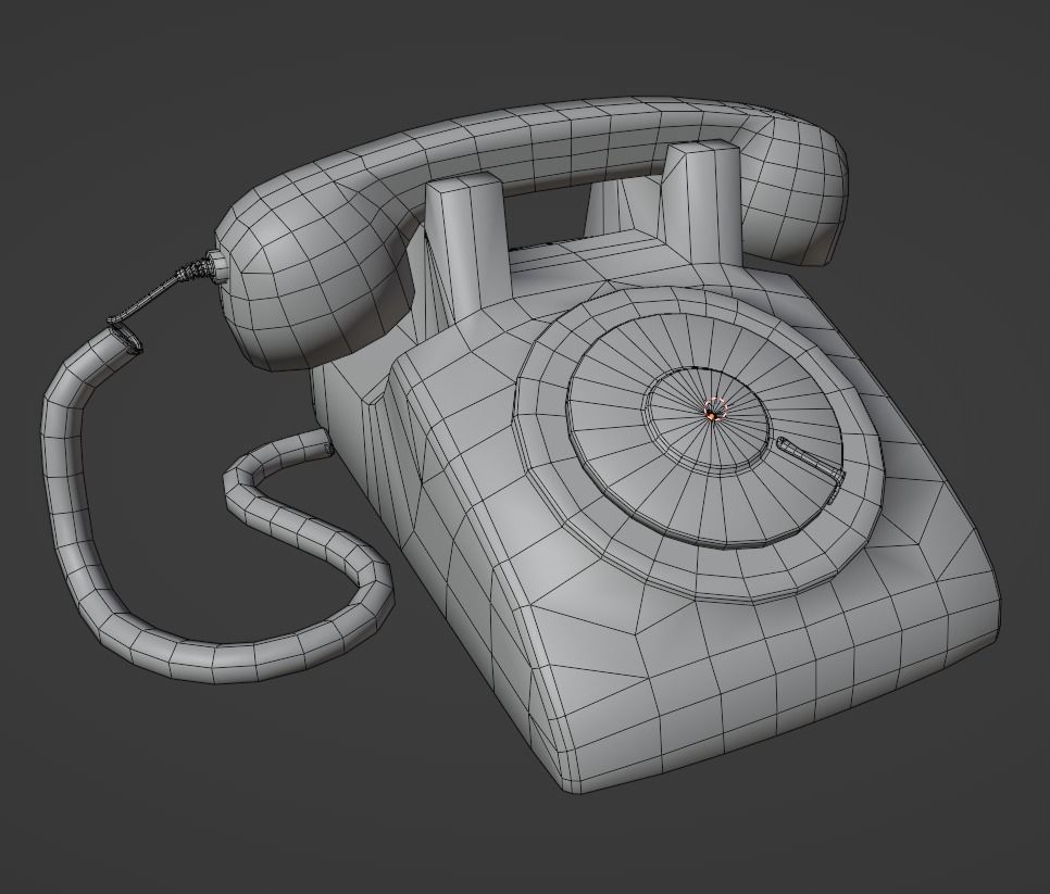 Lowpoly Pbr Vintage Phone Low-poly 3D model_7