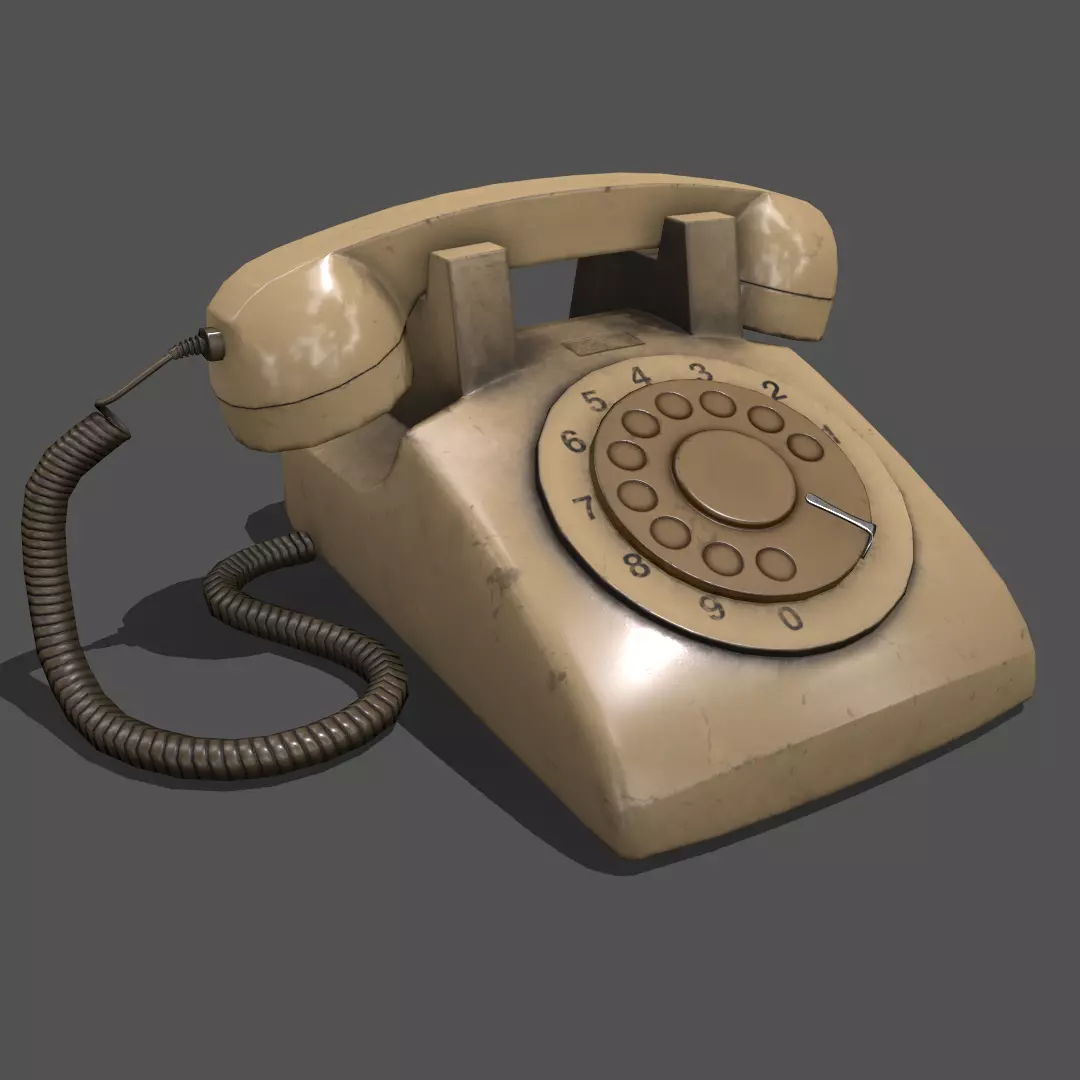 Lowpoly Pbr Vintage Phone Low-poly 3D model_0