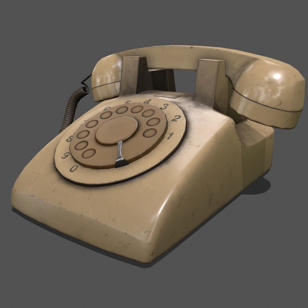 Lowpoly Pbr Vintage Phone Low-poly 3D model_4