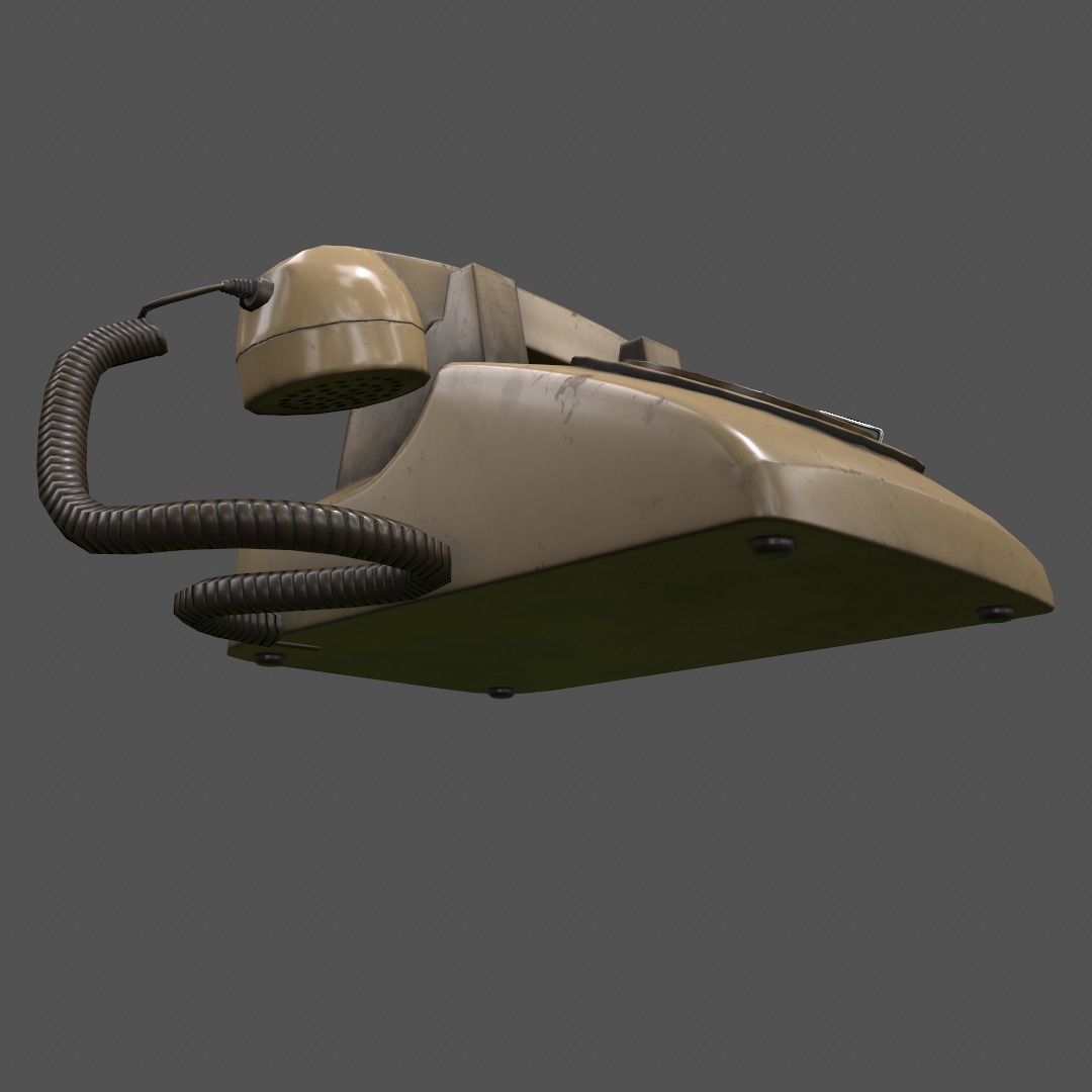 Lowpoly Pbr Vintage Phone Low-poly 3D model_2